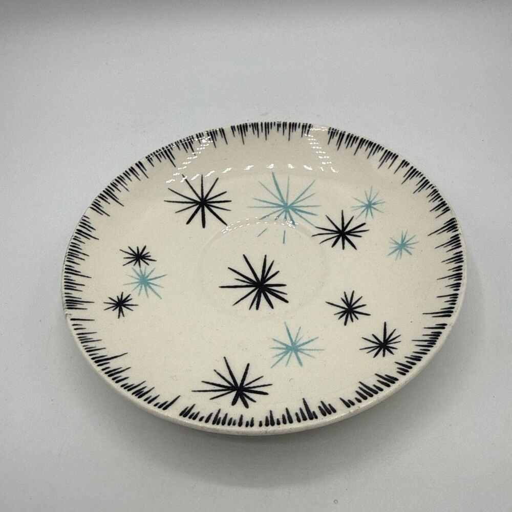 Vintage Homer Laughlin Star-Brite 6" Saucer Plate Dura Print MCM Atomic